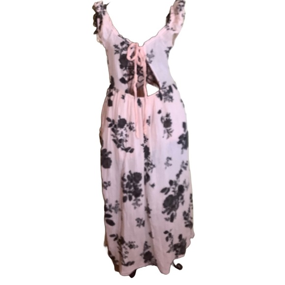 Free People Black and Pink Forget Me Not Floral Dress Size Small - Picture 4 of 8